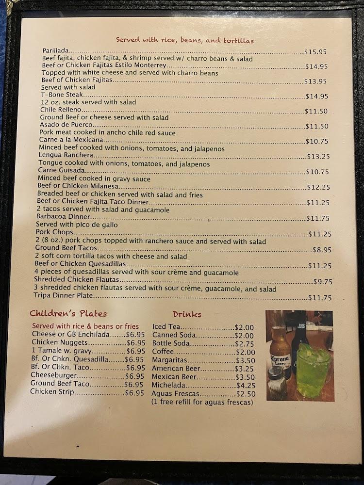 Cuevas Mexican Restaurant Menu image 2